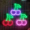 Summer Cherry Neon Sign, USB or 3-AA Battery Powered Neon Light, LED Table Decoration, Bedroom Wall Decoration, Birthday Gift, Wedding Supplies Business Gift (Green+Pink)